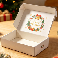 Boîte d'expédition de Noël blanche personnalisée en gros, motif Père Noël, pliable, pour emballage de bonbons, décorations et cadeaux de fête