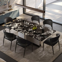 Table à manger rectangulaire moderne en marbre de luxe pour 6 à 8 personnes, pour salon, hôtel, usage domestique, imperméable et durable