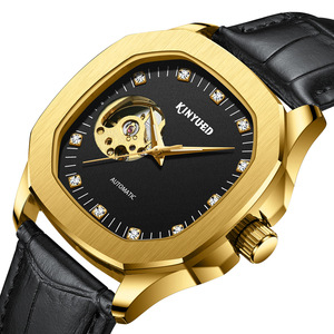 Magnífico Reloj Mecánico Geométrico para Hombre, Cristal de Vidrio, Textura Negra, Manecillas Luminosas, Resistente al Agua, Caja de Acero Inoxidable - Product Image 6