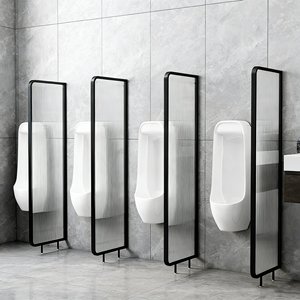 <span class=keywords><strong>Séparateur</strong></span> d'urinoir moderne en verre dépoli, écologique, avec structure en acier inoxydable et en fer pour cabine de toilettes d'hôtel et de spa - Product Image 2