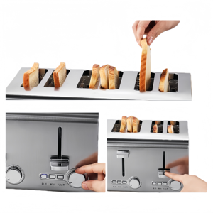 Grille-pain commercial à fentes larges |   Distributeur de toasts chauffants 4/6 tranches, entièrement automatique avec température et temps réglables - Product Image 3