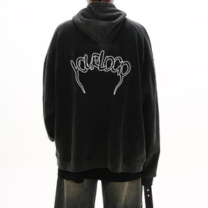 Sweat-shirts à capuche surdimensionnés pour hommes en coton 100% lavé avec poche, design personnalisé printemps-automne - Product Image 6
