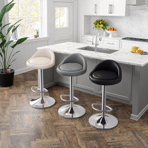 كراسي بار من الجلد الصناعي بسعر مصنع رخيص، كراسي عالية للمطبخ بقاعدة معدنية، كرسي بار دوار للاستخدام في المطاعم والمقاهي والحانات - Product Image 4