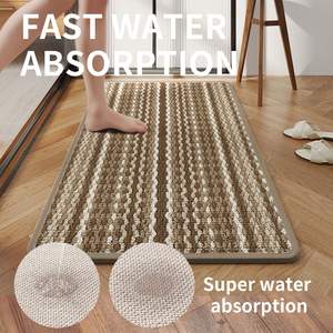 Tapis de salle de bain rayé rectangulaire en fibre de polyester antidérapant à séchage rapide pour usage domestique - Product Image 5