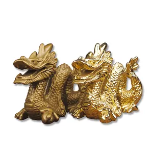 Статуэтка дракона из эпоксидной смолы, 24K золото, фэн-шуй