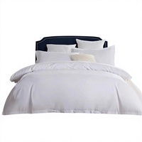 Parure de lit d'hôtel en satin de coton pur blanc – Housse de couette, draps et taies d'oreiller – Style minimaliste, haute densité de fils pour hôtels