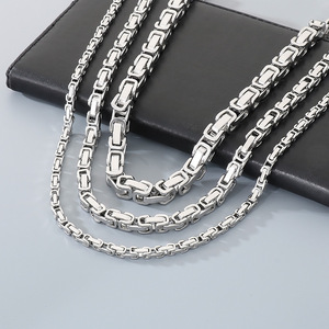 Collana Unisex in Acciaio Inossidabile Placcato Oro Platino con Catena Bizantina Punk Gothic da 4MM5MM6MM8MM - Product Image 2