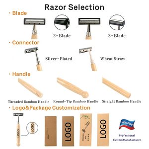 Eco-Friendly Biodegradable Custom Premium Twin Blade Stainless Steel Ready Stock Natural Bamboo <strong>Razor</strong> for Men - Product Image 3