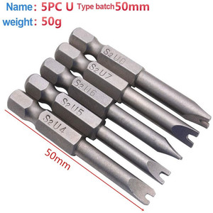 Nanrui U-shaped <b>Screwdriver</b> <b>Bits</b> 6mm Hex Shank S2 Steel 5pc <b>Set</b> for Electric Drill - Product Image 3
