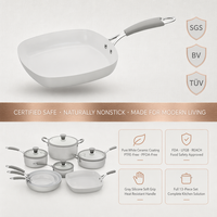 Poêle à frire antiadhésive en céramique sans huile Smartpan, 3 pièces, moderne, en métal, pleine taille, multi-sections, pour la cuisson des œufs