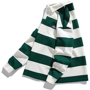 Chemise à col rayée à manches longues pour homme, en coton respirant, style preppy, tenue d'automne, sweat-shirt tricoté à manches régulières - Product Image 3