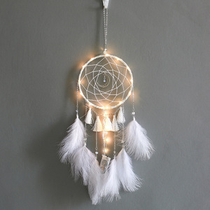 Dream Catcher Lông Vũ Trang Trí Nhà Bán Chạy Kèm Đèn Vòng Sắt Trang Trí Tường Vòng Bắt Giấc Mơ - Product Image 6