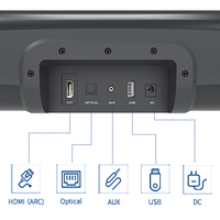 Barre de son Bestisan Crystal Sound 6 haut-parleurs 80W RMS pour cinéma maison et télévision avec entrées optique USB et modes Film/Musique/Actualités, Bluetooth 5.0
