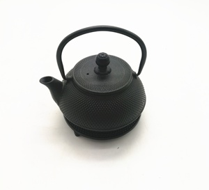 Théière en fonte noire plate en émail Offre Spéciale théière japonaise vintage faite à la main avec infuseur à thé en acier inoxydable 0.9L - Product Image 3
