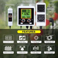 Pengontrol Karbon Dioksida Sensor Deteksi NDIR Dua Kanal Soket Kontrol Ganda Rumah Kaca Hidroponik Alarm Suara Daya 5W