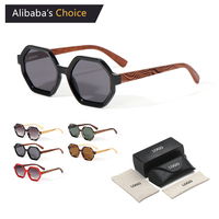 Lunettes de soleil en bois de luxe hexagonales en bambou, lunettes de soleil en bois personnalisées pour hommes, lunettes de soleil unisexes