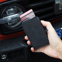 Dompet kulit PU proteksi uang pria, dompet Pop up warna kustom lipat dua kualitas Premium, RFID