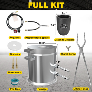 Four de fusion et de traitement thermique à gaz pour métaux précieux et or, haute efficacité, capacité 6kg-12kg, <span class=keywords><strong>creuset</strong></span> en graphite - Product Image 2