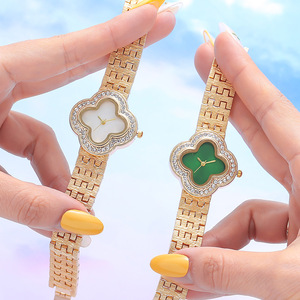 Montres pour femmes NSB25 <span class=keywords><strong>Hifive</strong></span> Vintage à quatre feuilles de trèfle en or avec diamants et quartz, montres-bracelets de luxe pour femmes, Orologio Donna - Product Image 2