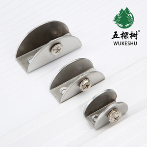Clip de vidrio de acero inoxidable Wukeshu, curvo, con tornillo para estantes de vidrio, separador de baño - Product Image 5