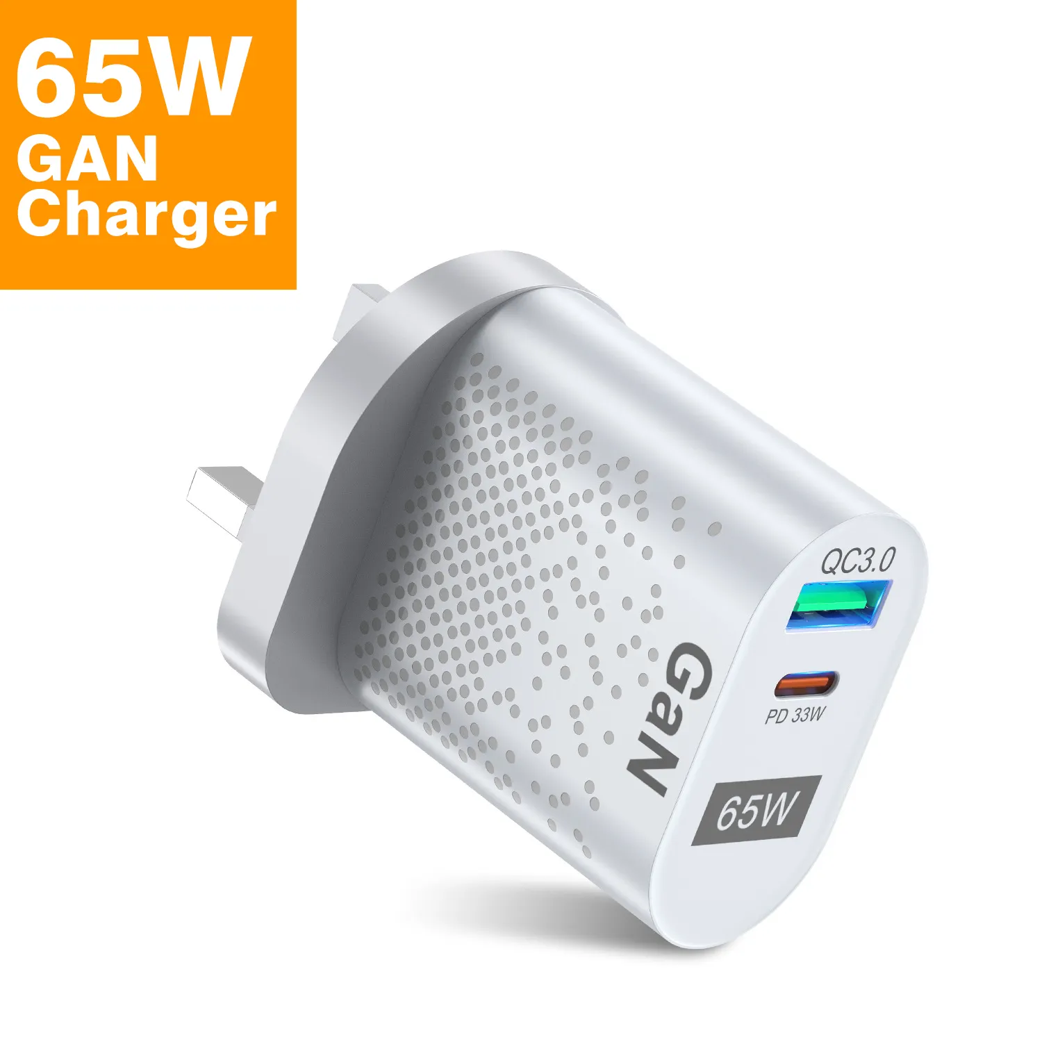 Am azon hot 65W PD GaN charger 2 Ports Quick USB A C Charger Mobile Phone For iPhone Type C QC3.0 Fast Wall Charger For Samsung