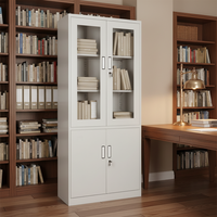Armoire à dossiers en métal robuste à double porte avec étagères réglables, compartiment inférieur verrouillable, organisateur de rangement de bureau en acier