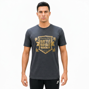 Camiseta Deportiva para Hombre Athletika Series Battle Royale MMXIX, Manga Corta, Cuello Redondo, Corte Regular, Diseño Dorado con Estampado Metálico, Ropa Casual - Product Image 2