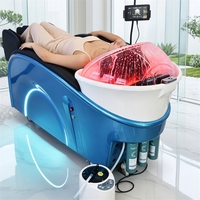 Fauteuil-lit professionnel de lavage capillaire pour salon de beauté, équipement vapeur pour cheveux avec massage par pulserie automatique et suivi des données de santé