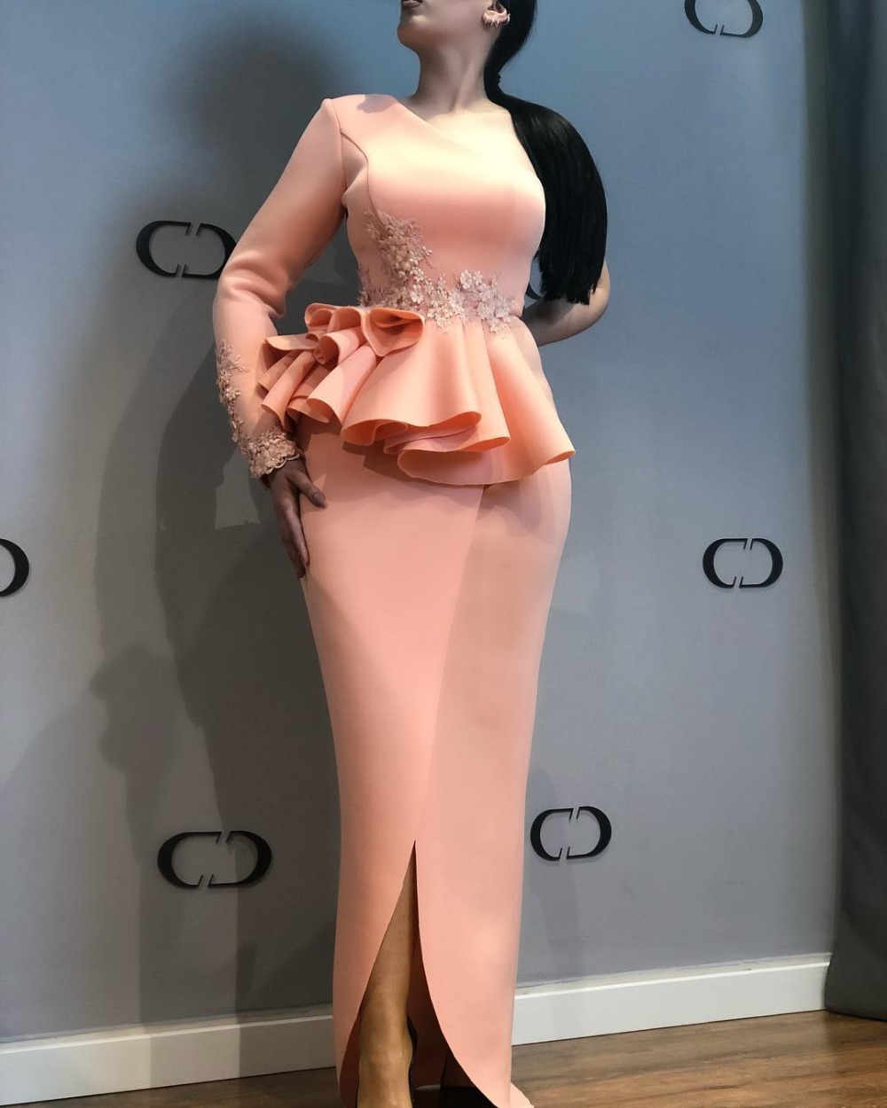 Peplum Evening Dress - Lace Appliques & Plus Size Party Gowns