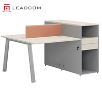 Poste de travail de bureau LEADCOM G-FN643B pour 4 personnes avec rangement latéral, poste de travail partagé, bureau pour employés respectueux de l'environnement E0