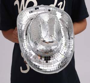 Populaire Disco Ball Cowboy Chapeau Beyonce World Concert <span class=keywords><strong>Discothèque</strong></span> Miroir Brillant À La Main Sequin Chapeau De Fête Adulte Cowboy Chapeaux - Product Image 2
