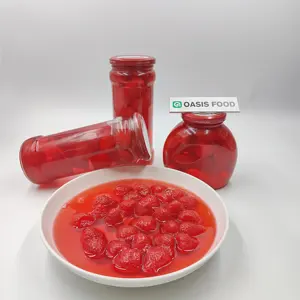 Jarabe ligero Fruta de fresa enlatada Venta caliente Fabricante de plantas de China en tarro de vidrio/lata Larga vida útil