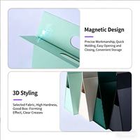 Kotak Hadiah Lipat Magnetik Segitiga Genggam Kustom untuk Kosmetik Kecantikan Laminasi Matt Bahan Daur Ulang Lapisan Spons Kustom