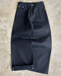 <span class=keywords><strong>Jeans</strong></span> da Uomo Svasati a Zampa Larga <span class=keywords><strong>Neri</strong></span> dal Produttore Vestibilità Ampia Rovesciata Denim Cimosato Originale Giapponese - Product Image 3