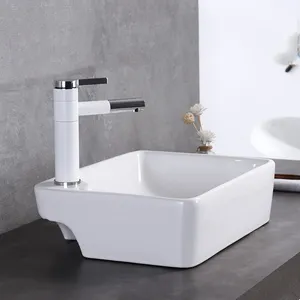 White Modern Bathroom Vessel Sink Countertop Porcelain Lavabo Washbasin Ceramic Counter Table Top Art Hand Wash Basin