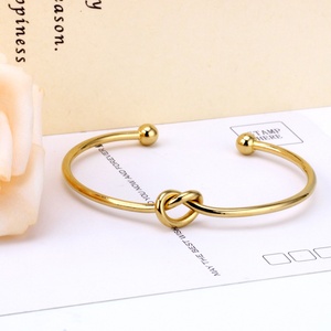 316L Big Stainless Steel Yellow Gold Color Twist Wire Open Cuff Knot <b>Bangle</b> Infinity Bracelet for <b>Men</b> and Women's Jewelry - Product Image 5