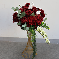 Bouquet de fleurs artificielles en soie rouge bordeaux 80/70/60/40cm pour centres de table de mariage et décorations de scène événementielle