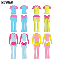 Ensemble 2 pièces Y2K pour femme, haut à manches longues et pantalon de yoga évasé avec détail nœud, idéal pour les grandes tailles, personnalisable avec logo – Collection Saint-Valentin 2026