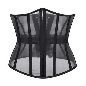 Mesh Breathable Corset Women Sexy Bustier Waist Cincher Slimming Body Shaper Underbust Corselet Black Clubwear