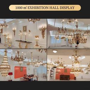 Lampadario di Lusso <span class=keywords><strong>in</strong></span> Palma e <span class=keywords><strong>Cristallo</strong></span> Stile Vittoriano <span class=keywords><strong>in</strong></span> Ottone Anticato da Designer Francese Jewellerytop per Illuminazione Decorativa da Palazzo - Product Image 4