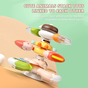 3pcs Hochets en silicone souple <span class=keywords><strong>pour</strong></span> bébé, chaise de salle à manger Sensory Fidget Bath Rotation Candy Suction Cup Spinner Toy for <span class=keywords><strong>1</strong></span> 2 Year Old - Product Image 4