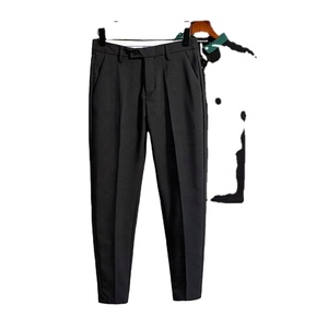 Pantalon de Costume Homme Coupe Droite Slim Extensible Style Britannique Effet Drapé Grande Taille Couleur Unie pour Tenue Professionnelle Décontractée - Product Image 3