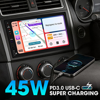 Grandnavi 2din 7 pouces Mp5, Carplay sans fil, Android Auto, écran tactile, caméra 720 AHD, caisson de basses, FM AM, Mirrorlink pour Toyota Honda