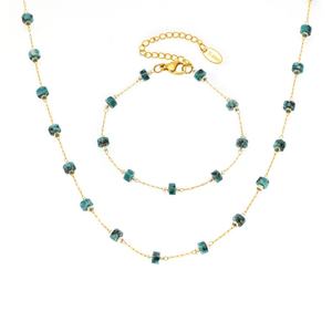 สร้อยคอทองคำแท้ 18K ดีไซน์ทันสมัย ป้องกันการหมอง พร้อมชุดสร้อยคอประดับด้วยหินธรรมชาติ สำหรับผู้หญิงและเด็กผู้หญิง - Product Image 2