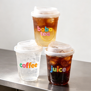 แก้วกาแฟโบบา PP ใส ขนาด 10 ออนซ์ สำหรับขายส่ง แก้วเครื่องดื่มร้อนเย็น พิมพ์โลโก้ได้ แก้วพลาสติกรูปตัวยูแบบใช้แล้วทิ้ง พร้อมฝาโดมและช้อน - Product Image 1
