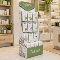 Support d'affichage en carton ondulé avec crochets et étagères pour la vente au détail de cosmétiques et de produits de soins personnels, merchandising en point de vente