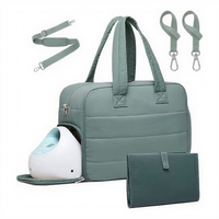 Sac à langer matelassé avec compartiment pour tire-lait et ordinateur portable, sac fourre-tout avec matelas à langer et sangles de fixation pour poussette