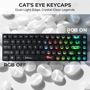 XVX Keycaps Cats Eye MAX Profile Black Mechanical <span class=keywords><strong>Keyboard</strong></span> Dye-Sub PBT Set 136-Key DIY Custom Sublimation - Product Image 5