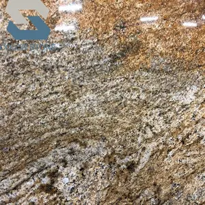 Pelapis Ubin Lantai Dinding Batu Emas Sahara Lembaran Granit Emas Populer Alami