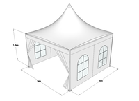 Tente de réception modulaire carrée en acier transparent noir 12m x 18m, abri de luxe pour mariage, banquet, fête en extérieur, scène, capacité 500 personnes